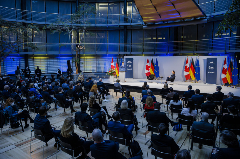 Justin Trudeau hält seine Berlin Keynote im Allianz Forum.
