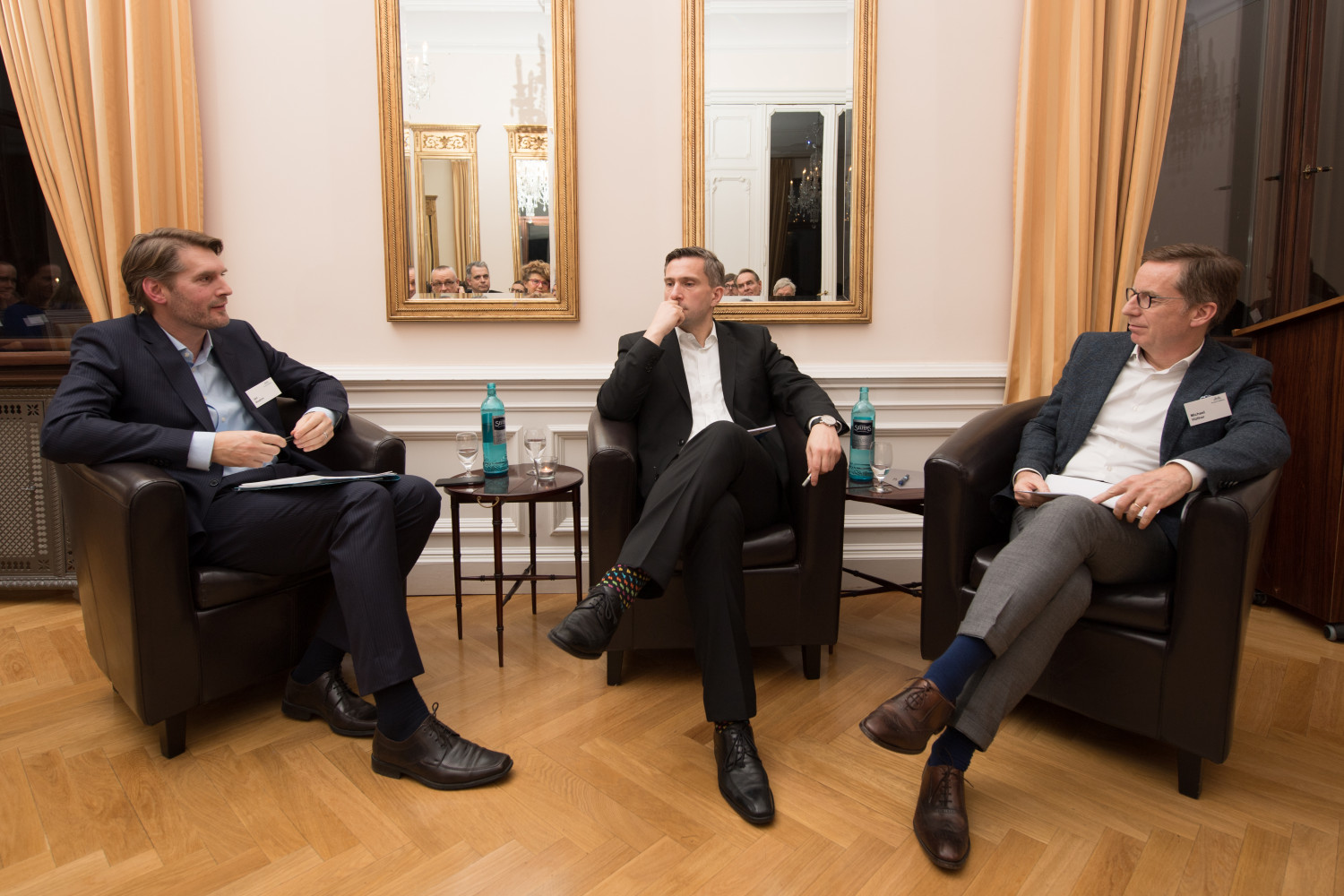 Staatsminister Martin Dulig und Prof. Dr. Michael Hüther mit Moderator Dr. Jan Boehm.