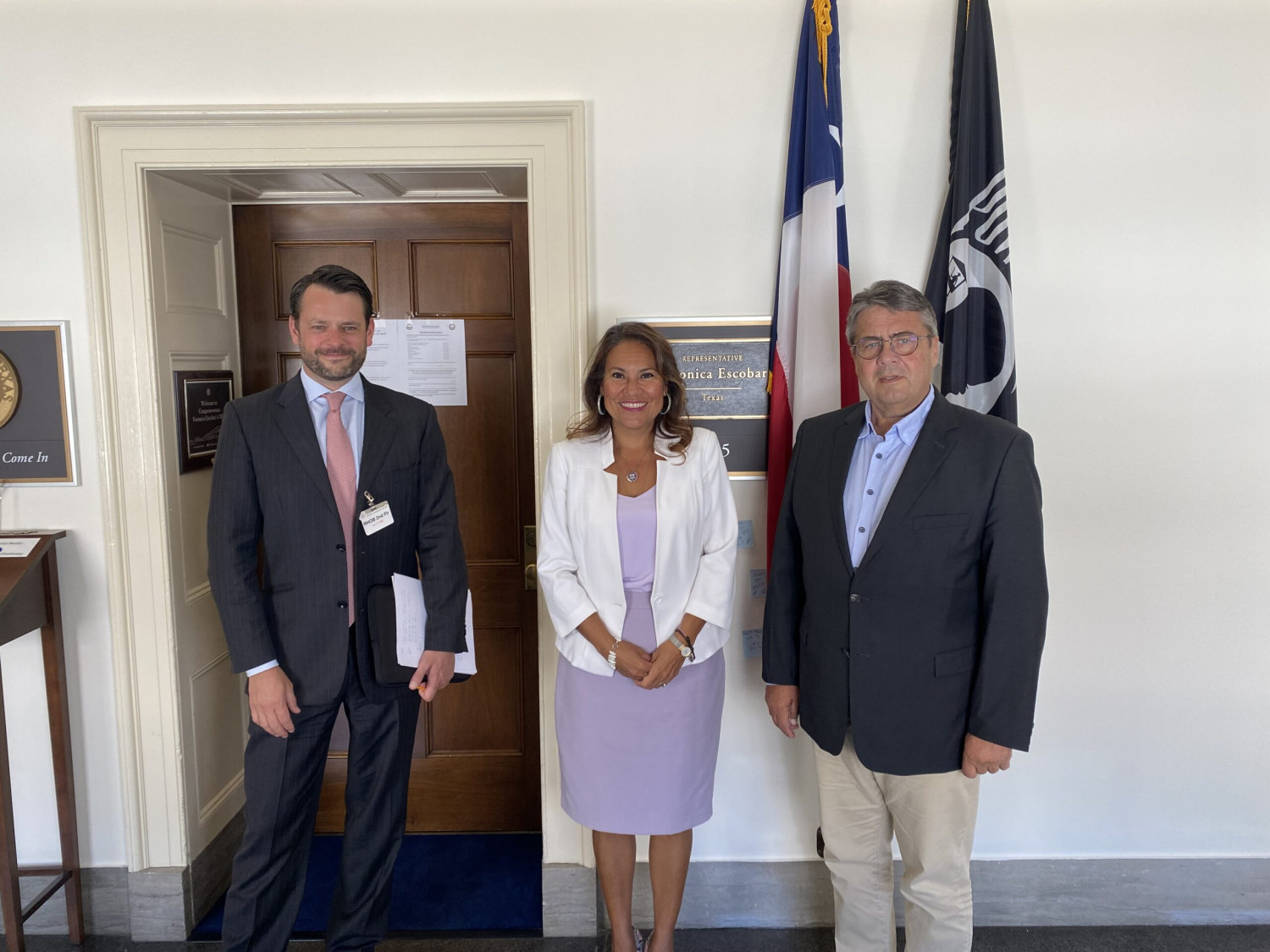 David Deißner, Congresswoman Veronica Escobar and Sigmar Gabriel