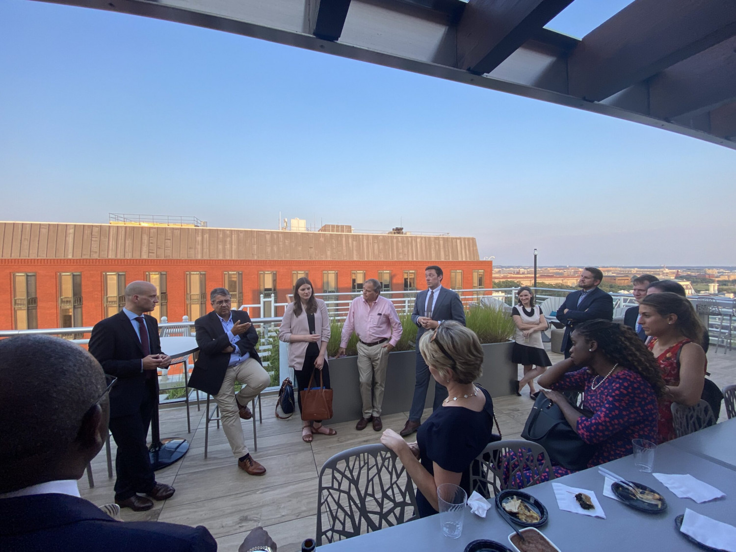 Rooftop reception for Young Leaders-Alumni of Atlantik-Brücke and the American Council on Germany with Sigmar Gabriel