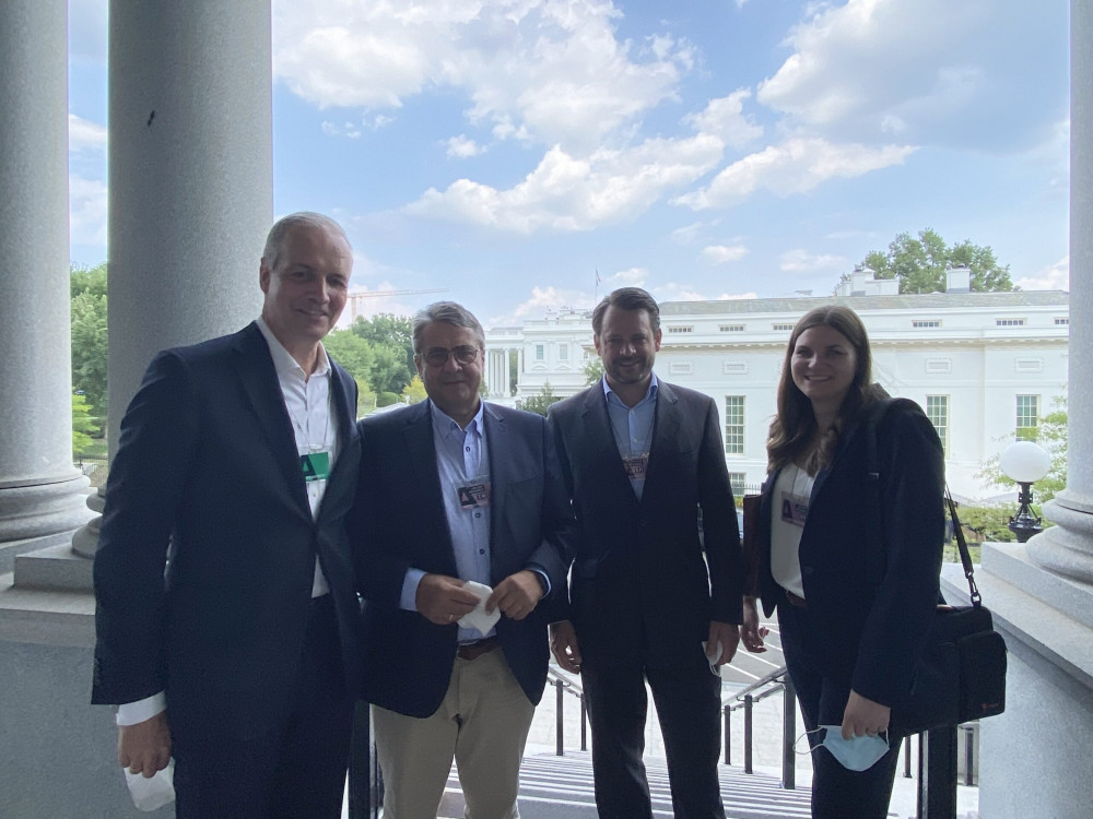 Michael Werz, Sigmar Gabriel, David Deißner and Alina Burkholder in Washington, DC