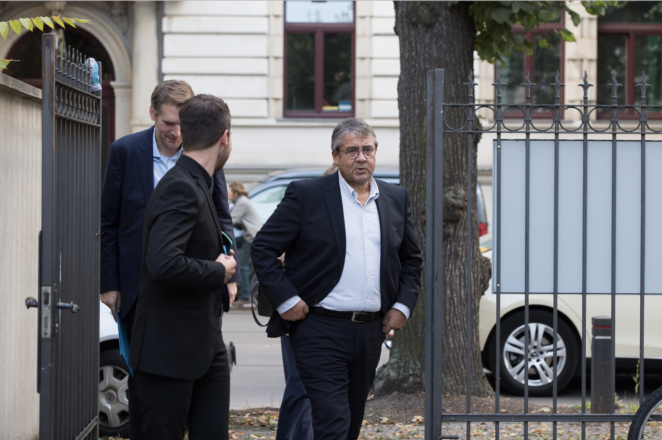 Jan Boehm, Eric Fraunholz und Sigmar Gabriel