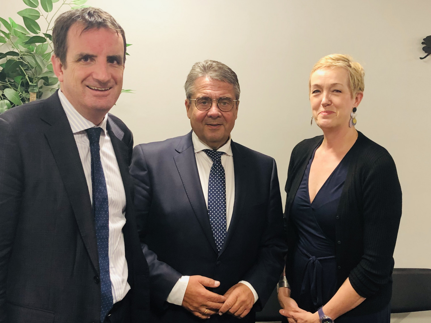 Thomas Wright, Direktor des Center on the United States and Europe, Brookings Institution, Sigmar Gabriel, Constanze Stelzenmüller, Robert Bosch Senior Fellow, Brookings Institution